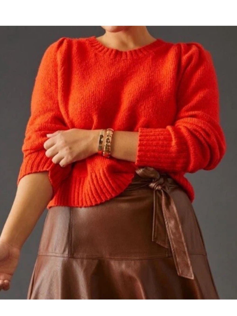 Anthropologie Vibrant Red Crew Neck Sweater